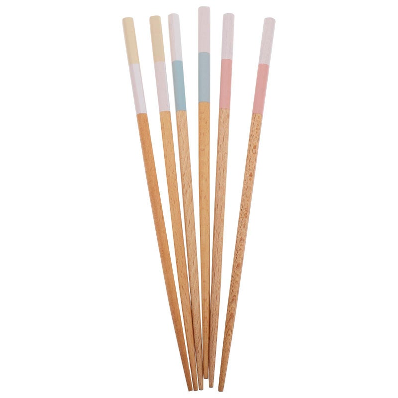 3 Printed Natural Wood Chopsticks Set With Watermelon Citrus And Green Fruit Patterns For Kitchen And Dining - Image 1