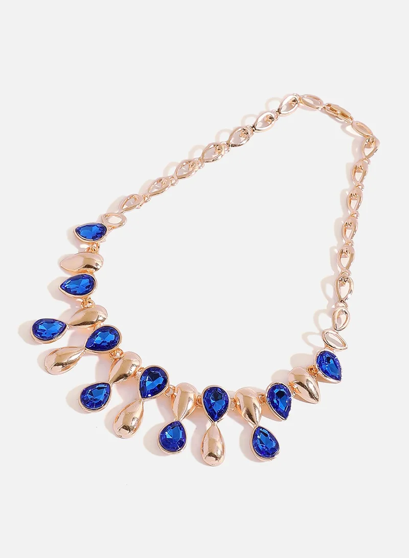 سوهي طقم مجوهرات مطلي بالذهب من الحجر الأزرق