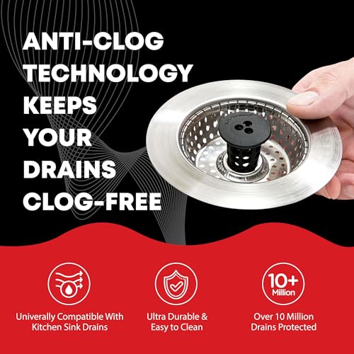 SinkShroom مصيدة حوض المطبخ شرووم الثورية خالية من الانسداد مصفاة حوض من الفولاذ المقاوم للصدأ، رمادي كروم - Image 2