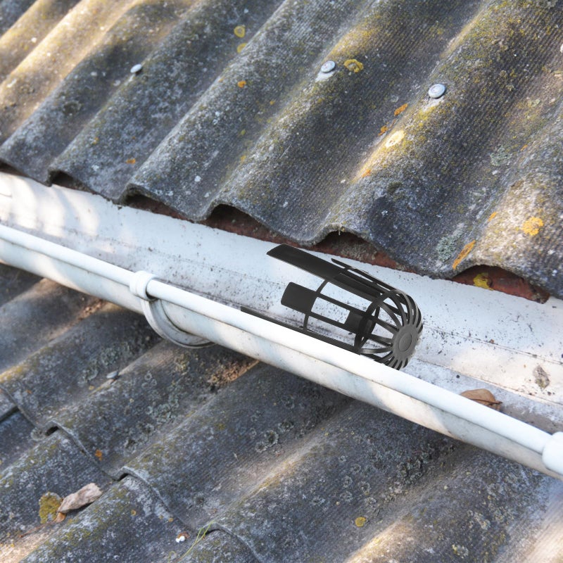 Black Plastic Gutter Guard Mesh Leaf Screen Downspout Strainer Roof Drainage Protection - Image 5