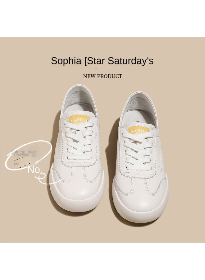 SAFIYA Two Styles In One】genuine Leather Saturday 2025 New Spring/autumn German Training Shoes Women's White Sneakers - Image 2