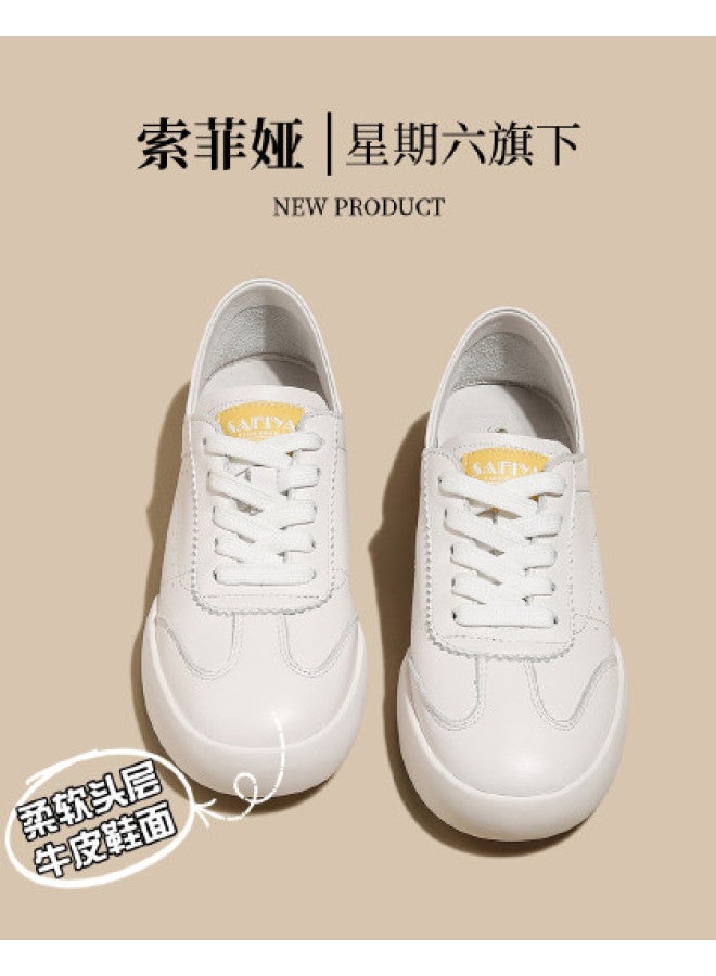 SAFIYA Two Styles In One】genuine Leather Saturday 2025 New Spring/autumn German Training Shoes Women's White Sneakers - Image 1
