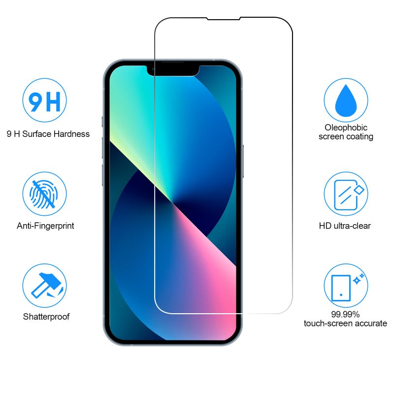 SIBEITU 3 Pack Screen Protector for iPhone 13 Pro with 3 Pack Camera Lens Tempered Glass Protector, 6.1 Inch HD Clear Glass Film 9H Hardness Full Coverage, Scratch Resistent, No Air Bubbles - Image 4
