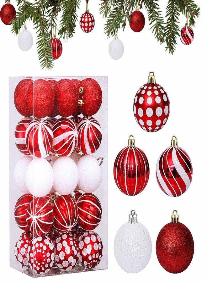 WEIKA 30 pcs Christmas Balls Ornaments, 2.36" Red White Christmas Shatterproof Balls Decoration for Christmas Tree, Christmas Tree Ornaments, Hanging Decorations for Holiday Party Décor - Image 1