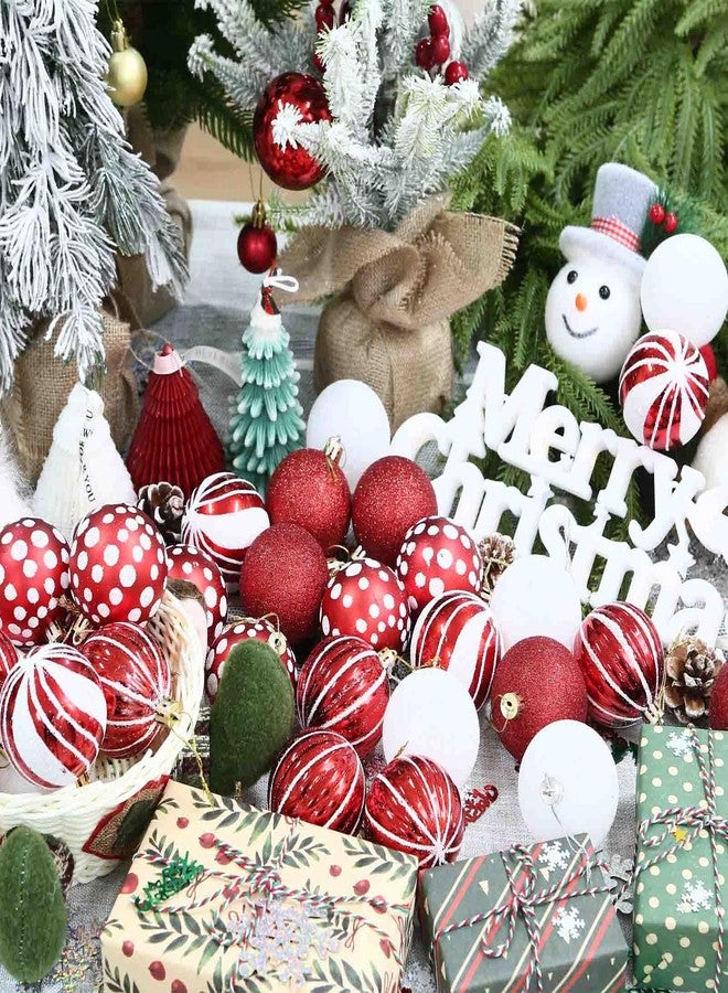 WEIKA 30 pcs Christmas Balls Ornaments, 2.36" Red White Christmas Shatterproof Balls Decoration for Christmas Tree, Christmas Tree Ornaments, Hanging Decorations for Holiday Party Décor - Image 2