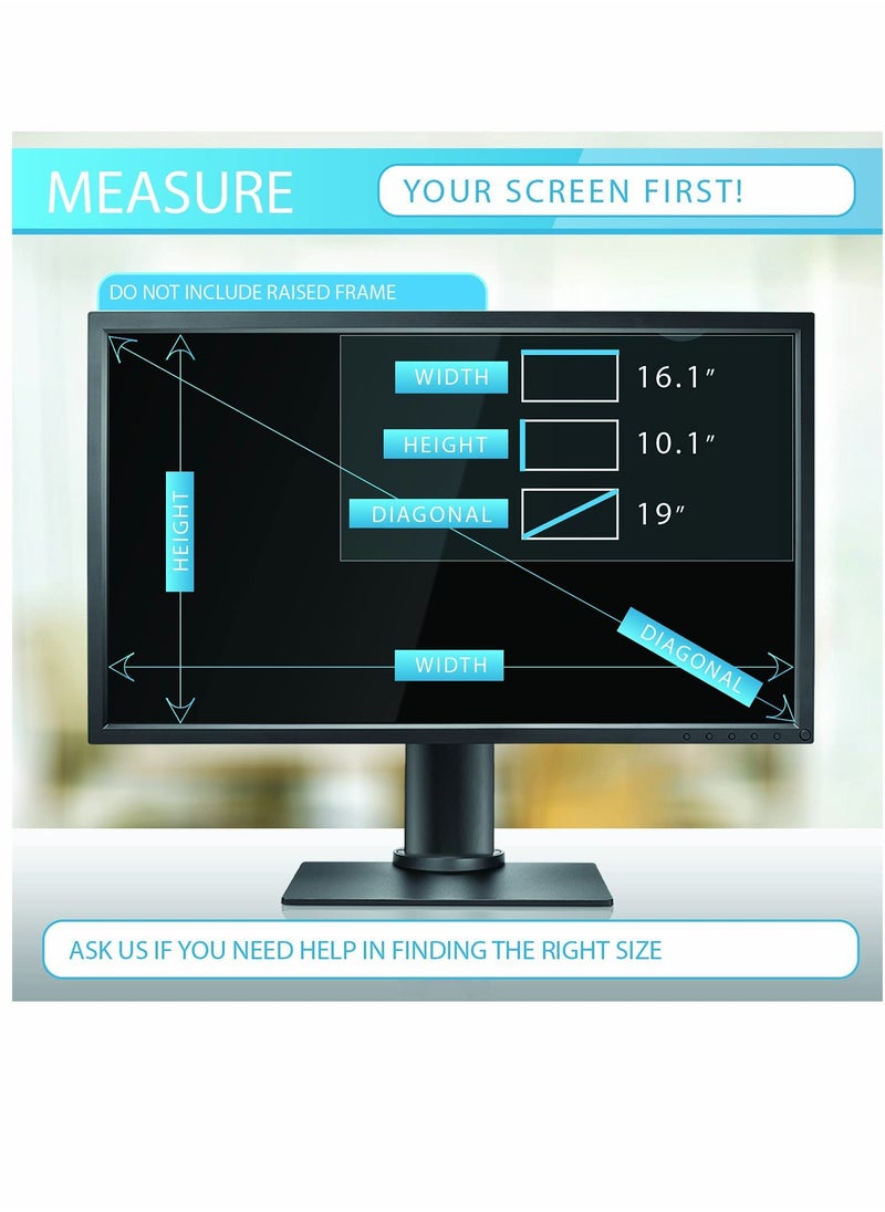 SYOSI - Screen Protector Privacy Screen Filter for 19 Inches Monitor Screen Measured Diagonally Computer Monitor Screen Protector Size is 16.1 inch 10.1 inches Anti Glare and Anti Blue Light Protection - Image 1