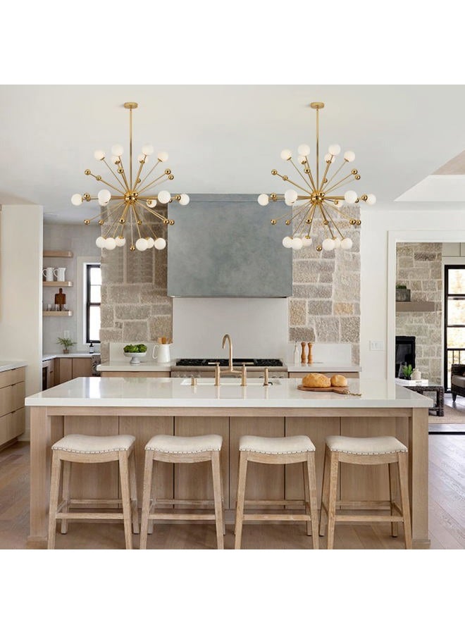KCO Lighting Modern Gold Globe Sputnik Chandelier 18-Light Milk Glass Ball Round Pendant Lighting Mid Century Contemporary Starburst Chandelier Kitchen Island Dining Lights Fixture (18-Light) - Image 5