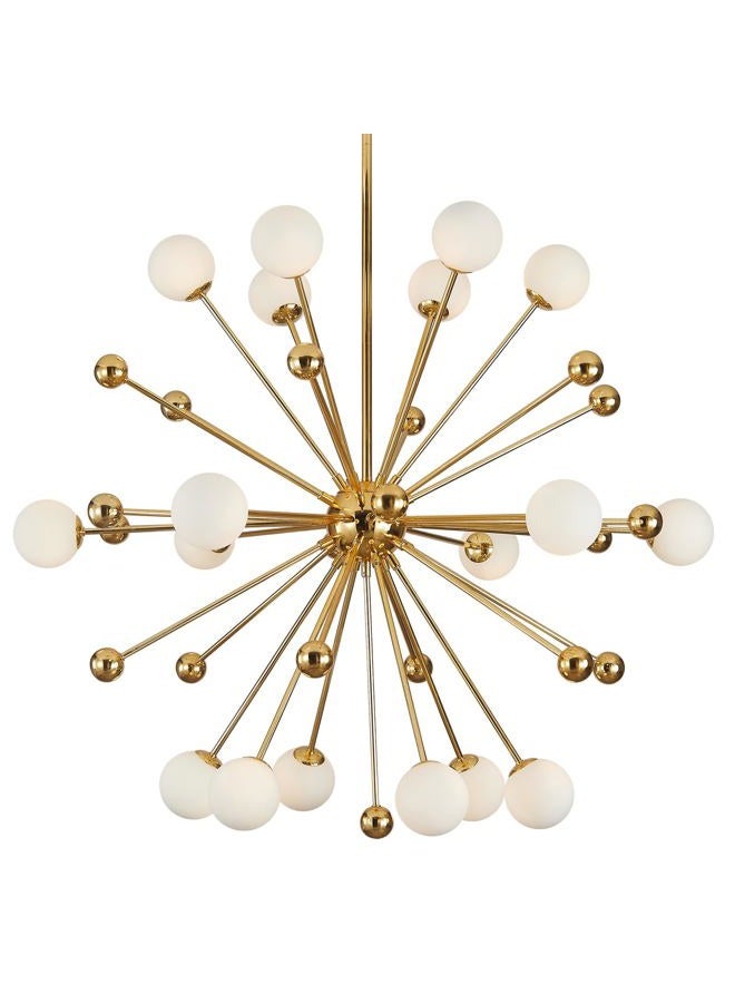 KCO Lighting Modern Gold Globe Sputnik Chandelier 18-Light Milk Glass Ball Round Pendant Lighting Mid Century Contemporary Starburst Chandelier Kitchen Island Dining Lights Fixture (18-Light) - Image 1