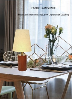 OASIS DESERT Bedside Table Lamp, Bedroom Decorative Small Lamp, Wooden Lamp With Fabric Lampshade Small Table Lamp, Desk Reading Lamp Is Applicable To The Room, Living Room, Office, Dormitory  - Image 2