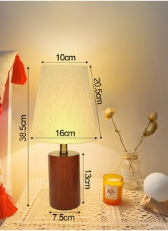 OASIS DESERT Bedside Table Lamp, Bedroom Decorative Small Lamp, Wooden Lamp With Fabric Lampshade Small Table Lamp, Desk Reading Lamp Is Applicable To The Room, Living Room, Office, Dormitory  - Image 5
