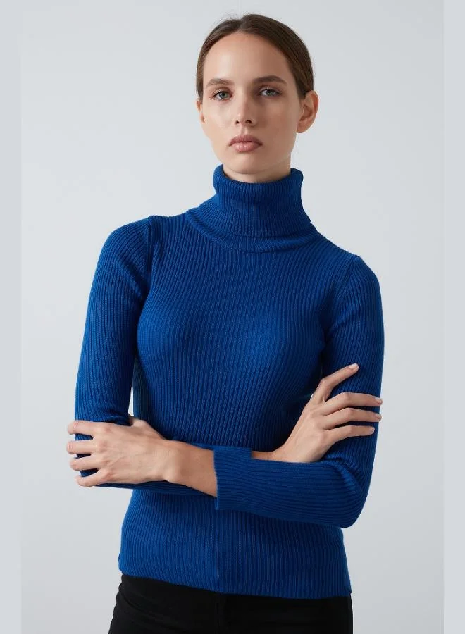 Lela Lela Ribbed Regular Fit Turtleneck Soft Acrylic Sweater Women's SWEATER 4614102