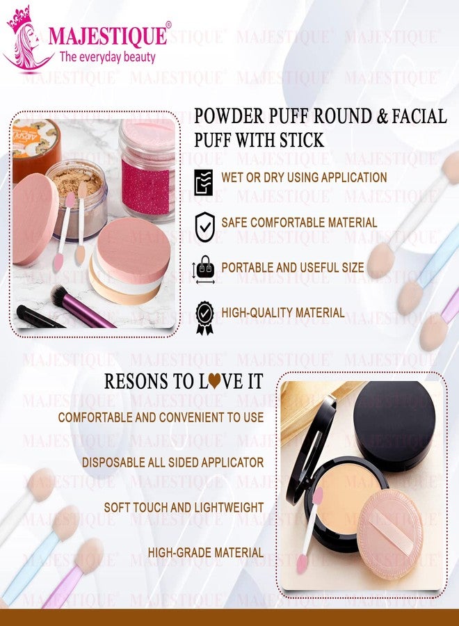 Majestique Powder Puff & Large Round Sponge, Makeup Foundation Sponge with Cosmetic Sticks, Washable Large Face Body - Color May Vary - Image 4