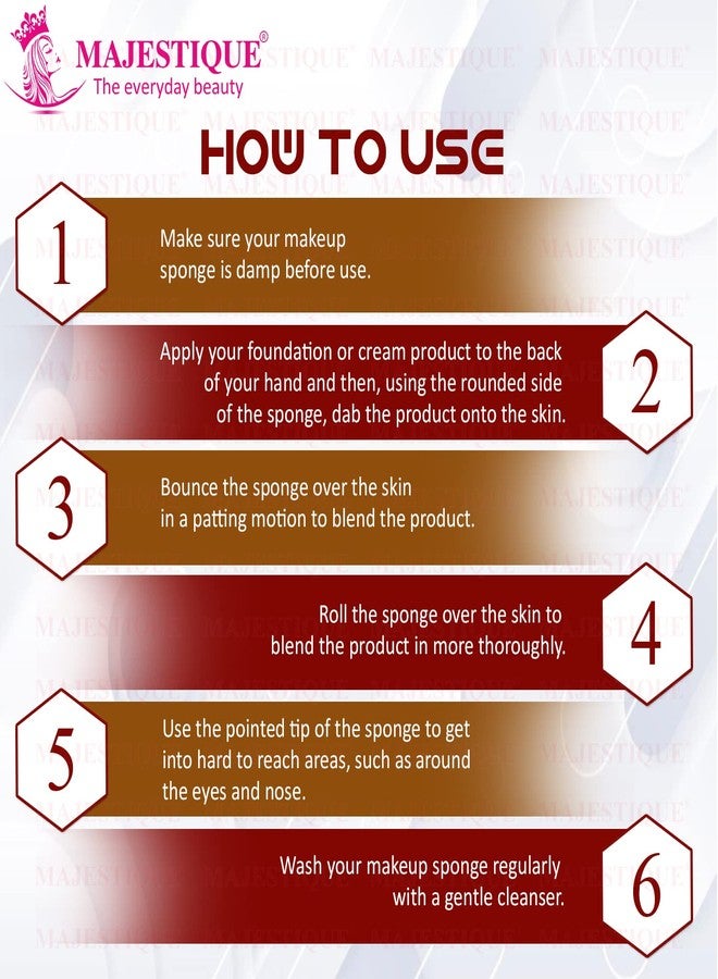 Majestique Powder Puff & Large Round Sponge, Makeup Foundation Sponge with Cosmetic Sticks, Washable Large Face Body - Color May Vary - Image 3