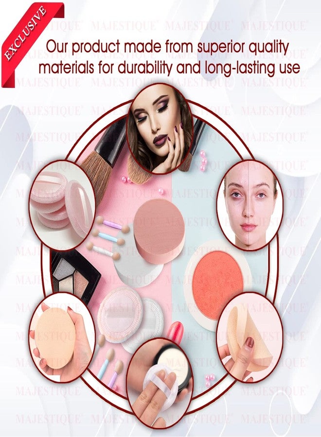 Majestique Powder Puff & Large Round Sponge, Makeup Foundation Sponge with Cosmetic Sticks, Washable Large Face Body - Color May Vary - Image 5
