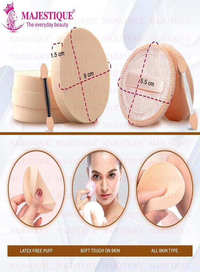 Majestique Powder Puff & Large Round Sponge, Makeup Foundation Sponge with Cosmetic Sticks, Washable Large Face Body - Color May Vary - Image 2