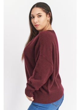 Women Crew Neck Two Tone Cashmere Sweater, Dark Rasin - pzsku/ZAFB7BD4CB73DA775D299Z/45/_/1727882754/1997c490-8109-4fc0-aa8e-0f93a201306c