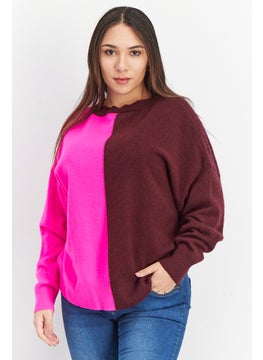 Women Crew Neck Two Tone Cashmere Sweater, Dark Rasin - pzsku/ZAFB7BD4CB73DA775D299Z/45/_/1727882812/c07c4c6f-ad6e-493d-a275-03ab98585532