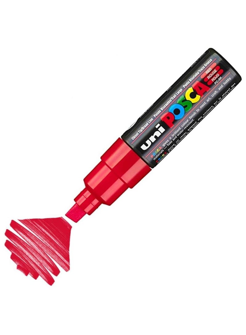 Uniball Uni Posca Marker PC-8K Paint Glass Pen Broad Chisel Tip 8.00mm Red  - Image 1