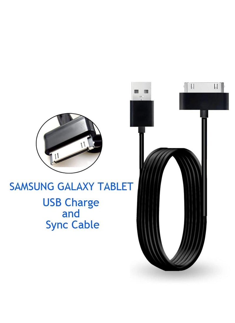 Generic - 2-in-1 USB Charging Data Sync Transfer Cable 30 Pin Interface Wire Compatible With Samsung Galaxy 7 7.7 8.9 10.1 Tab 2 Tab Note 10.1 GT-N8000 GT-P3100 P5100 P7510 P7300 Tablets (2 Pack) - Image 1