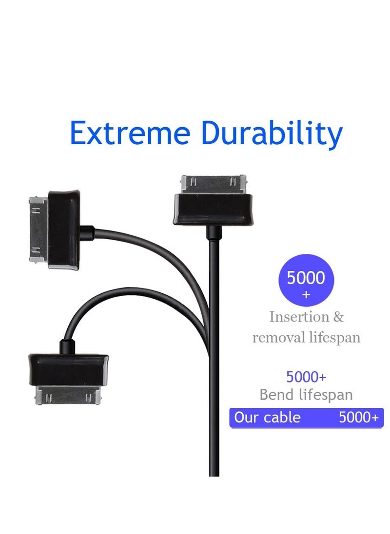 Generic - 2-in-1 USB Charging Data Sync Transfer Cable 30 Pin Interface Wire Compatible With Samsung Galaxy 7 7.7 8.9 10.1 Tab 2 Tab Note 10.1 GT-N8000 GT-P3100 P5100 P7510 P7300 Tablets (2 Pack) - Image 1