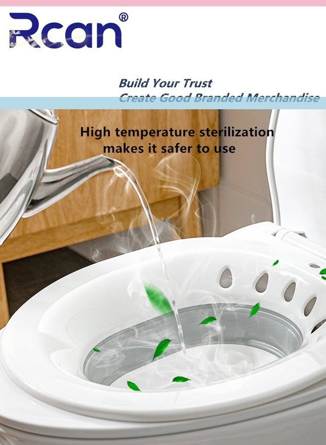 Rcan Sitz Bath for Toilet Seat Hemorrhoids Foldable Postpartum Care Basin Sits Bath Kit for Women Great for Maternity Postpartum Care Designed for Perineum Soaking Fits Universal Toilet  - Image 2