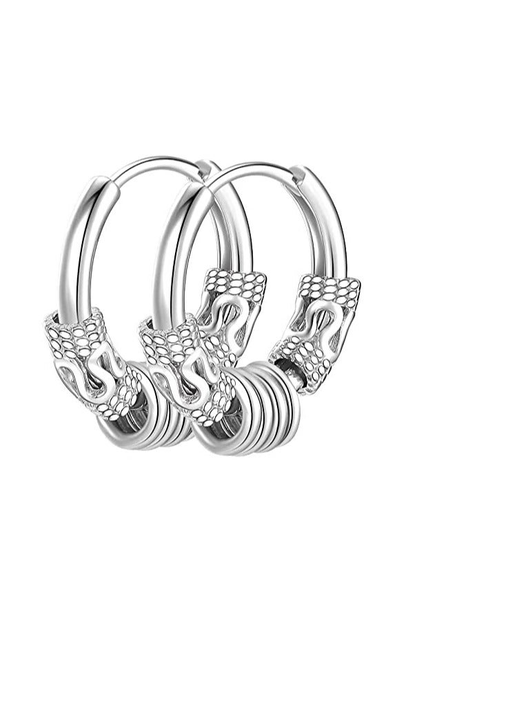 Zikra Hoop Earrings, 1Pairs Vintage Huggie Hoop Earrings for Men Women, Hypoallergenic 14mm Titanium Steel Hip Hop Earrings, Punk Gothic Jewelry, Hip Hop Punk Rock Aesthetic Cubic Zirconia Earrings - Image 1