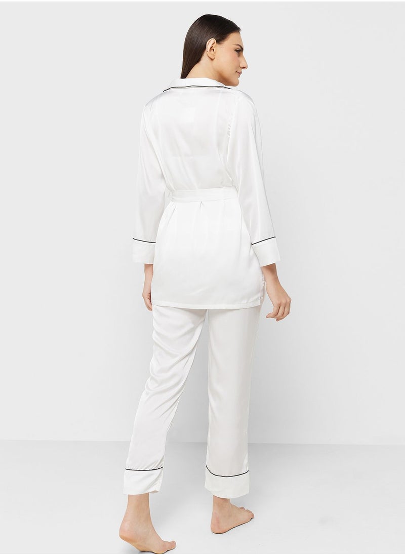 ELLA Three-Piece Cami Top, Pant And Robe Set  - Image 2