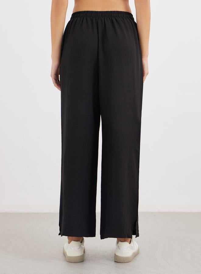Styli Solid Drawstring Waist Wide Leg Pants - Image 4