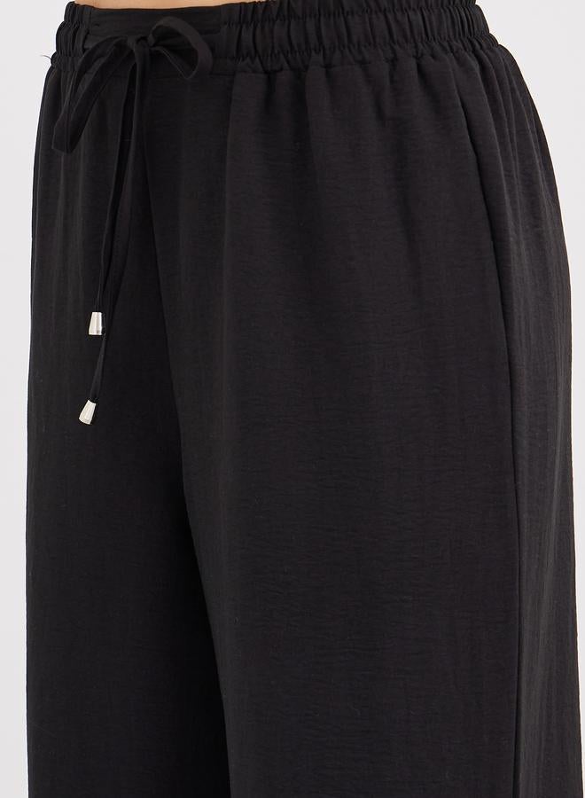 Styli Solid Drawstring Waist Wide Leg Pants - Image 3