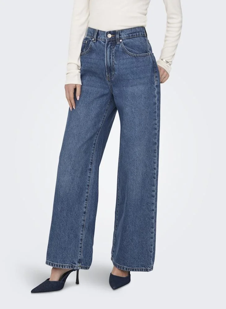 Casual High Waisted Wide Leg Jeans