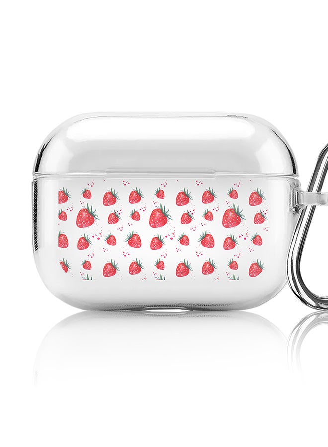 Stylizedd Classic Clear printed Case for Apple AirPods Pro 2nd Generation Thin Transparent Cover [Designed for Apple AirPods Pro 2nd Generation] - Dripping Strawberries - Image 1