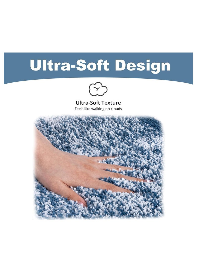 TYCOM Bathroom Rugs Bath Mat 40x60cm Non-Slip Fluffy Soft Plush Microfiber Shower Carpet Rug Machine Washable Quick Dry Ultra Bath Mats for Tub Bathroom and Shower Dark Blue.  - Image 2