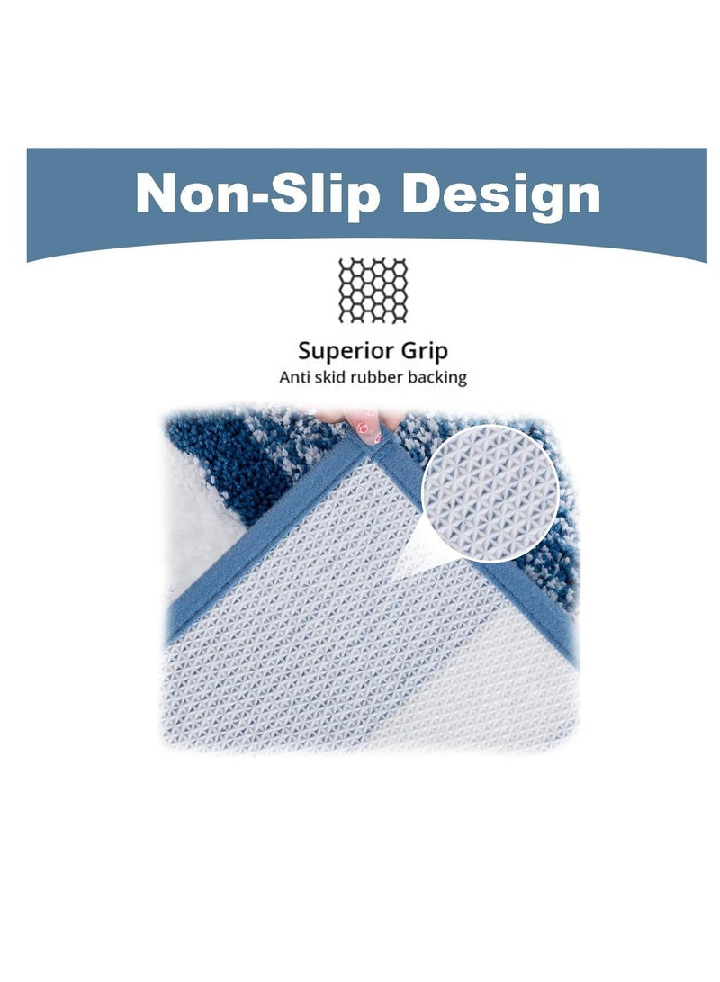 TYCOM Bathroom Rugs Bath Mat 40x60cm Non-Slip Fluffy Soft Plush Microfiber Shower Carpet Rug Machine Washable Quick Dry Ultra Bath Mats for Tub Bathroom and Shower Dark Blue.  - Image 3