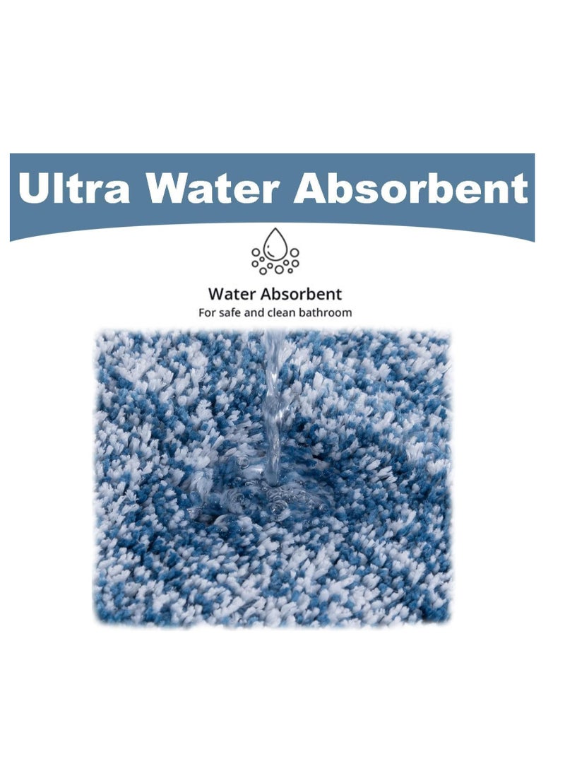 TYCOM Bathroom Rugs Bath Mat 40x60cm Non-Slip Fluffy Soft Plush Microfiber Shower Carpet Rug Machine Washable Quick Dry Ultra Bath Mats for Tub Bathroom and Shower Dark Blue.  - Image 4