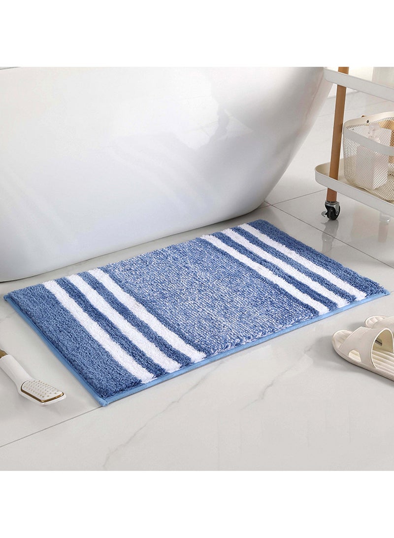 TYCOM Bathroom Rugs Bath Mat 40x60cm Non-Slip Fluffy Soft Plush Microfiber Shower Carpet Rug Machine Washable Quick Dry Ultra Bath Mats for Tub Bathroom and Shower Dark Blue.  - Image 1