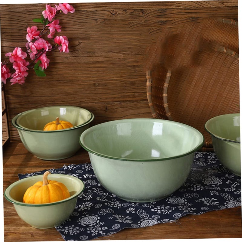 Vintage Enamel Mixing Bowl Set 2 Piece Multifunction For Salad Soup Fruit - Image 5