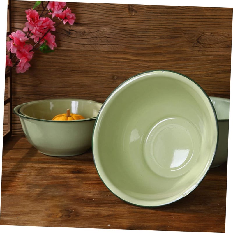 Vintage Enamel Mixing Bowl Set 2 Piece Multifunction For Salad Soup Fruit - Image 3