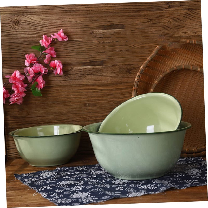 Vintage Enamel Mixing Bowl Set 2 Piece Multifunction For Salad Soup Fruit - Image 4