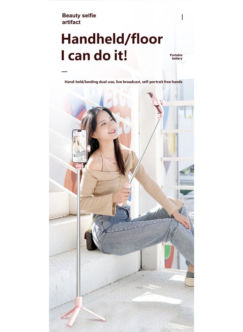 Bluetooth Selfie Stick with LED Fill Light Foldable 3-in-1 Tripod Stand for Live Streaming and Photo Taking - Image 4