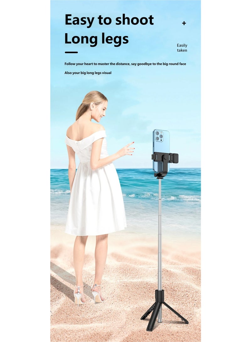 Bluetooth Selfie Stick with LED Fill Light Foldable 3-in-1 Tripod Stand for Live Streaming and Photo Taking - Image 3
