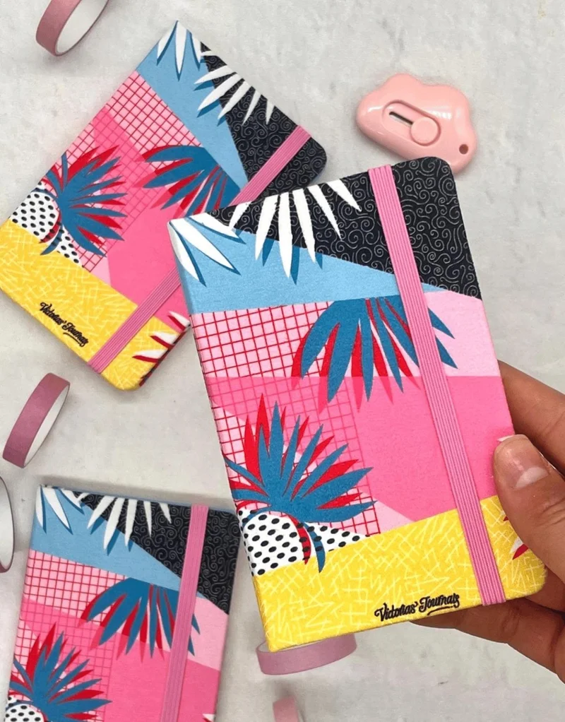 Kağıt Gemi Dükkan Paper Ship Shop Fabric Hard Cover Tropical Patterned Colorful 80 Page Lined Agenda / Notebook / Bullet Journal