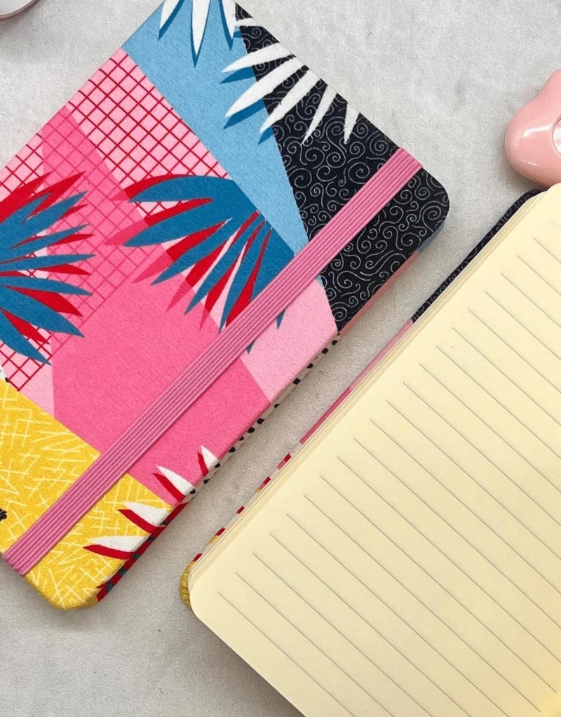 Kağıt Gemi Dükkan Paper Ship Shop Fabric Hard Cover Tropical Patterned Colorful 80 Page Lined Agenda / Notebook / Bullet Journal