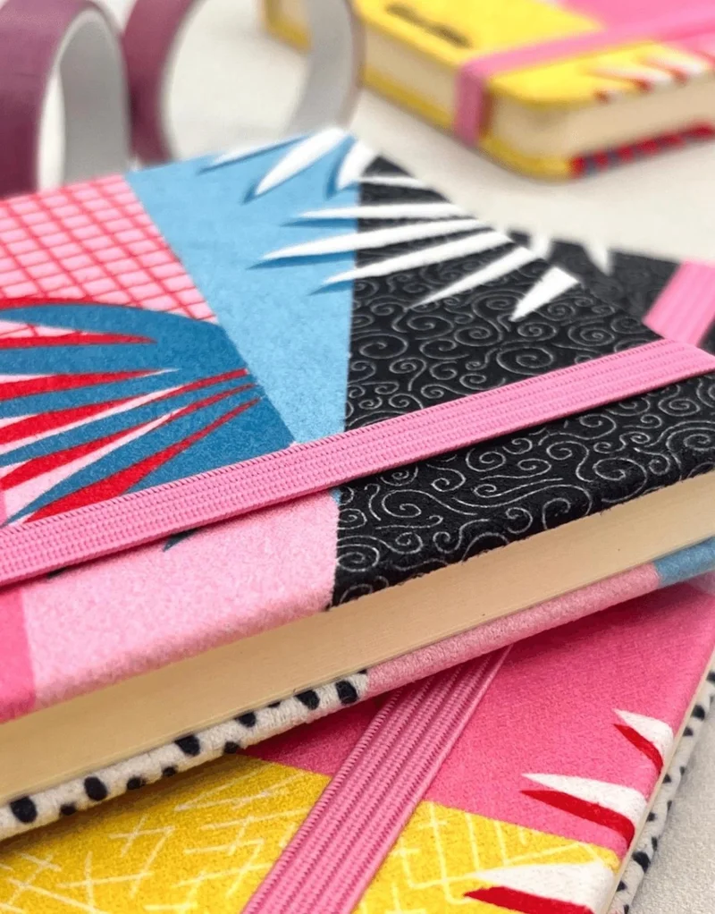 Kağıt Gemi Dükkan Paper Ship Shop Fabric Hard Cover Tropical Patterned Colorful 80 Page Lined Agenda / Notebook / Bullet Journal