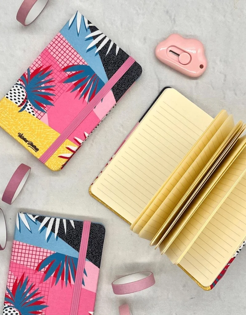 Kağıt Gemi Dükkan Paper Ship Shop Fabric Hard Cover Tropical Patterned Colorful 80 Page Lined Agenda / Notebook / Bullet Journal