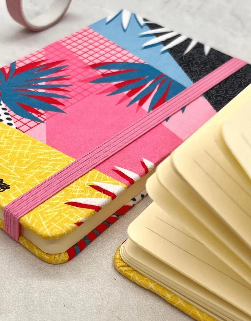 Kağıt Gemi Dükkan Paper Ship Shop Fabric Hard Cover Tropical Patterned Colorful 80 Page Lined Agenda / Notebook / Bullet Journal