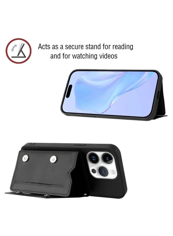 S-TOP Case For iPhone 16 Pro Skin Feel Four Card Slots Phone Case with Wrist Strap - Image 4