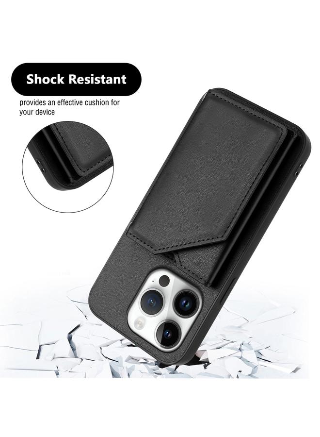 S-TOP Case For iPhone 16 Pro Skin Feel Four Card Slots Phone Case with Wrist Strap - Image 3