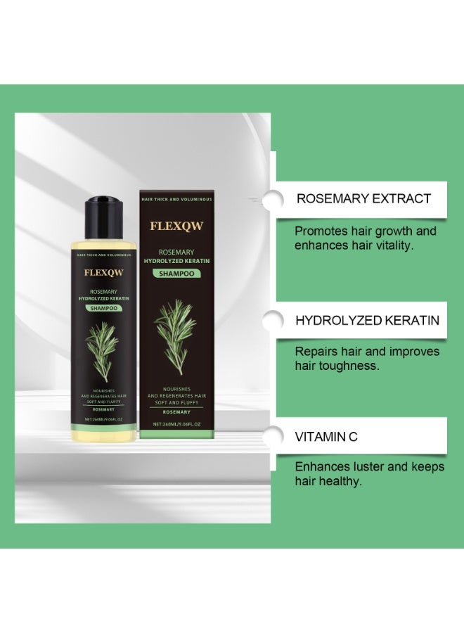 FLEXQW 2-PACKS Rosemary & Hydrolyzed Keratin Shampoo - Nourishing Volumizing Shampoo for Damaged, Fine, Flat Hair, Lightweight & Softening， 268ml*2 - Image 2