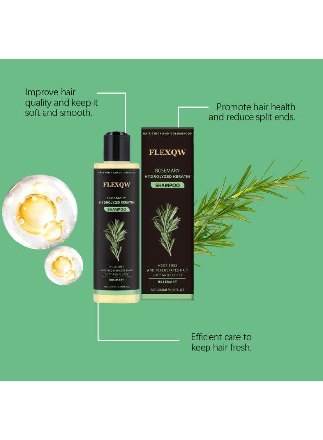 FLEXQW 2-PACKS Rosemary & Hydrolyzed Keratin Shampoo - Nourishing Volumizing Shampoo for Damaged, Fine, Flat Hair, Lightweight & Softening， 268ml*2 - Image 5