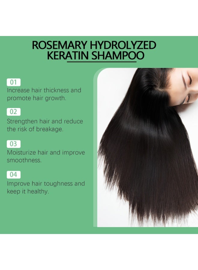 FLEXQW 2-PACKS Rosemary & Hydrolyzed Keratin Shampoo - Nourishing Volumizing Shampoo for Damaged, Fine, Flat Hair, Lightweight & Softening， 268ml*2 - Image 3